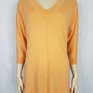 Nordstrom light orange 100% Cashmere lightweight pullover sweater ladies Small